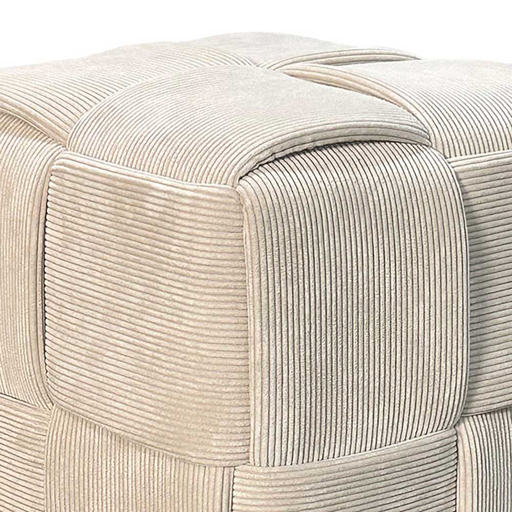 Hocker Pouf in Beige Cordbezug - Salvita III