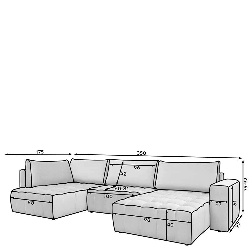 Graue Wohnzimmercouch mit Schlaffunktion - Rikono