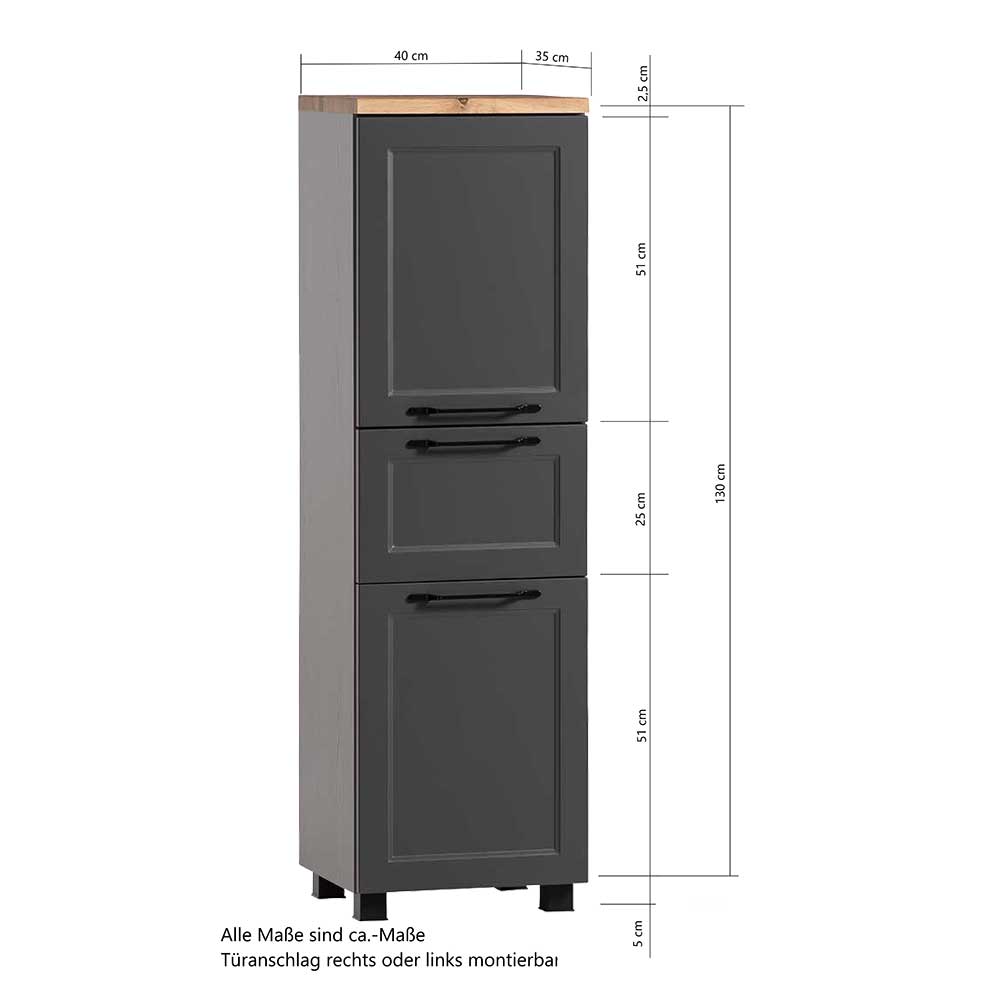 Badezimmer Midischrank in Dunkelgrau - Novelya
