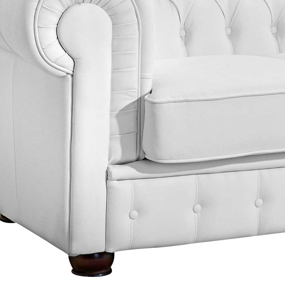 Dreisitzer Sofa in Weiß - Kunstleder - Dossera