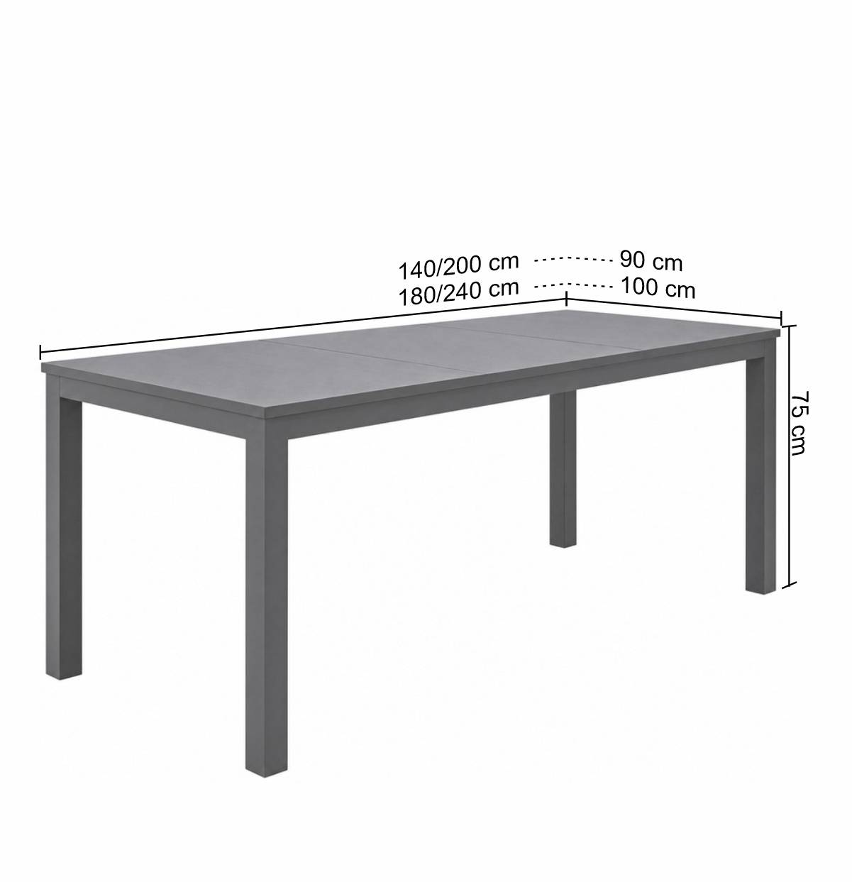Ausziehbarer Gartentisch Glasgow aus Glas & Alu