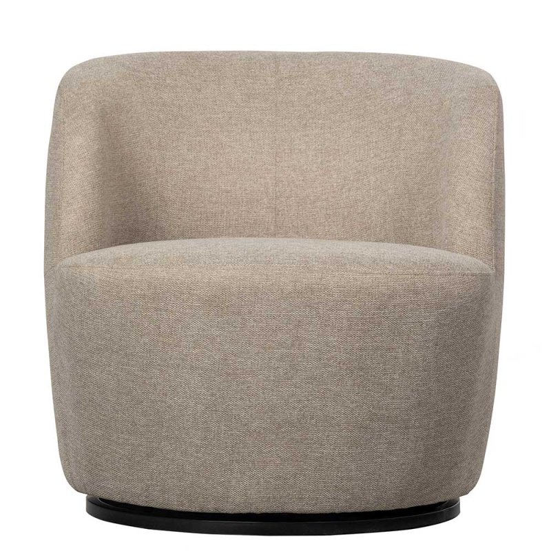 Drehbarer Polstersessel in Beige meliert - gerundetes Design - Cagara