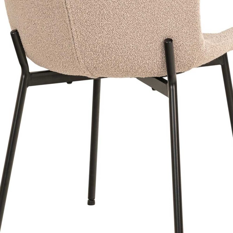Boucle Esszimmerstuhl In Beige Mit Schwarzem Gestell Aus Metall Coals 