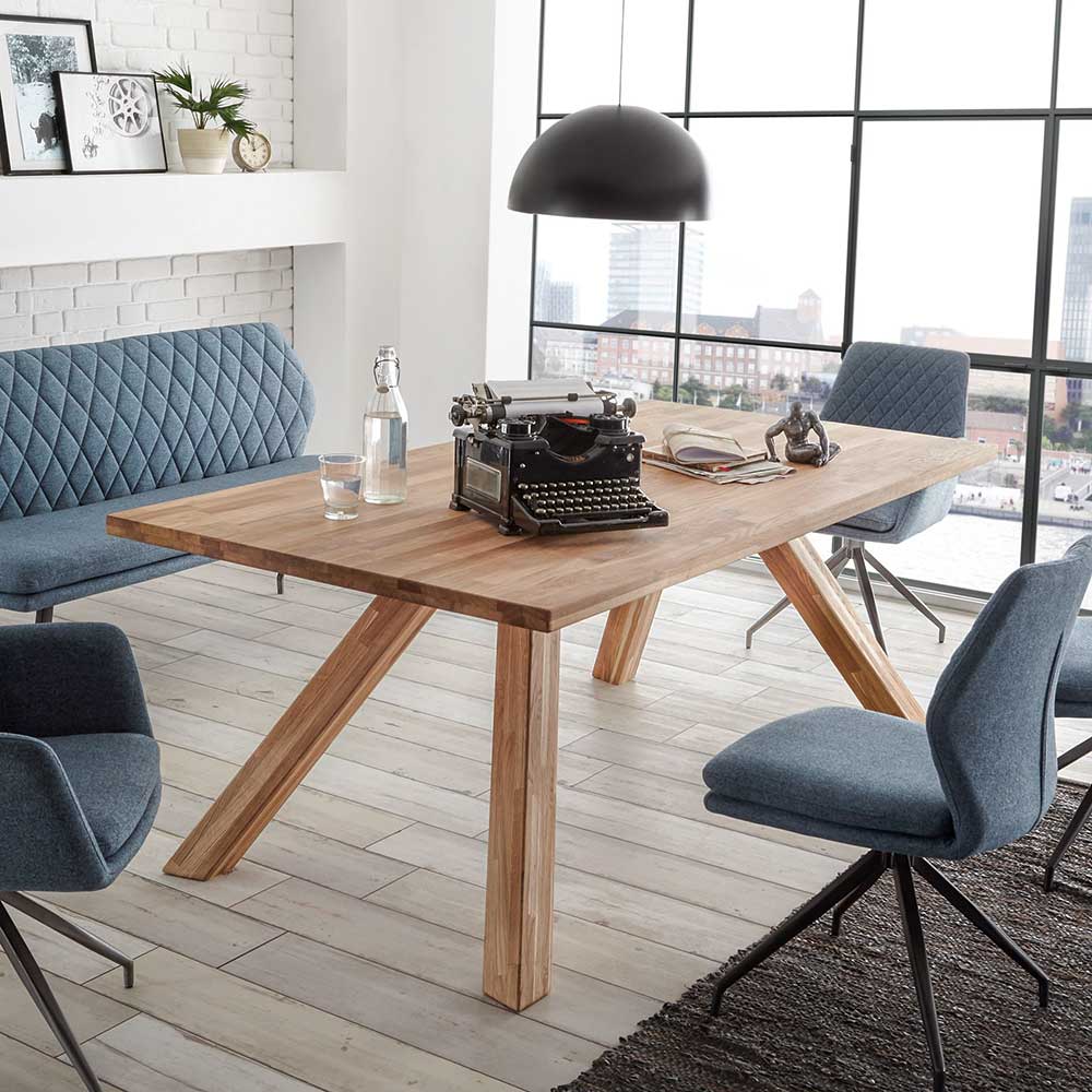 Design Esszimmer Tisch aus Eiche massiv in 5 Größen bis 240x90 cm - Smanas