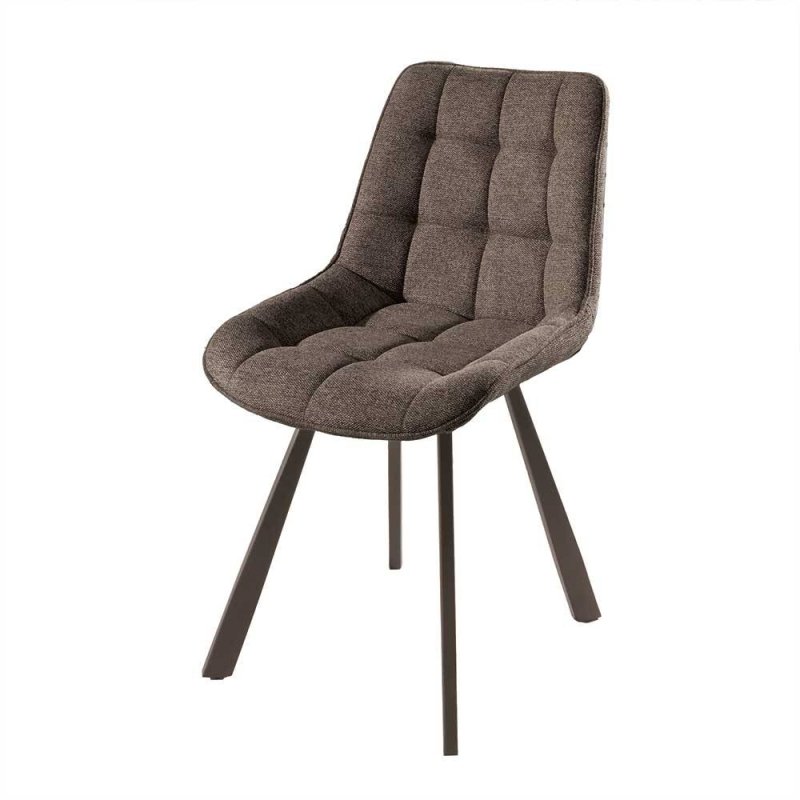 Design Polsterstühle in Braun aus Webstoff und Metall - Fratella (4er Set)