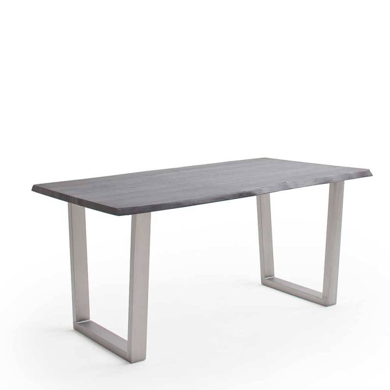 Live Edge Tisch in Walnuss Braun Akazienholz mit Trapez-U-Beinen - Typhanie