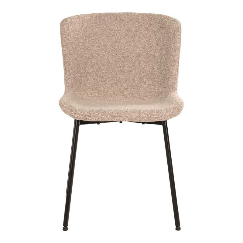 Boucle Esszimmerstuhl In Beige Mit Schwarzem Gestell Aus Metall Coals 