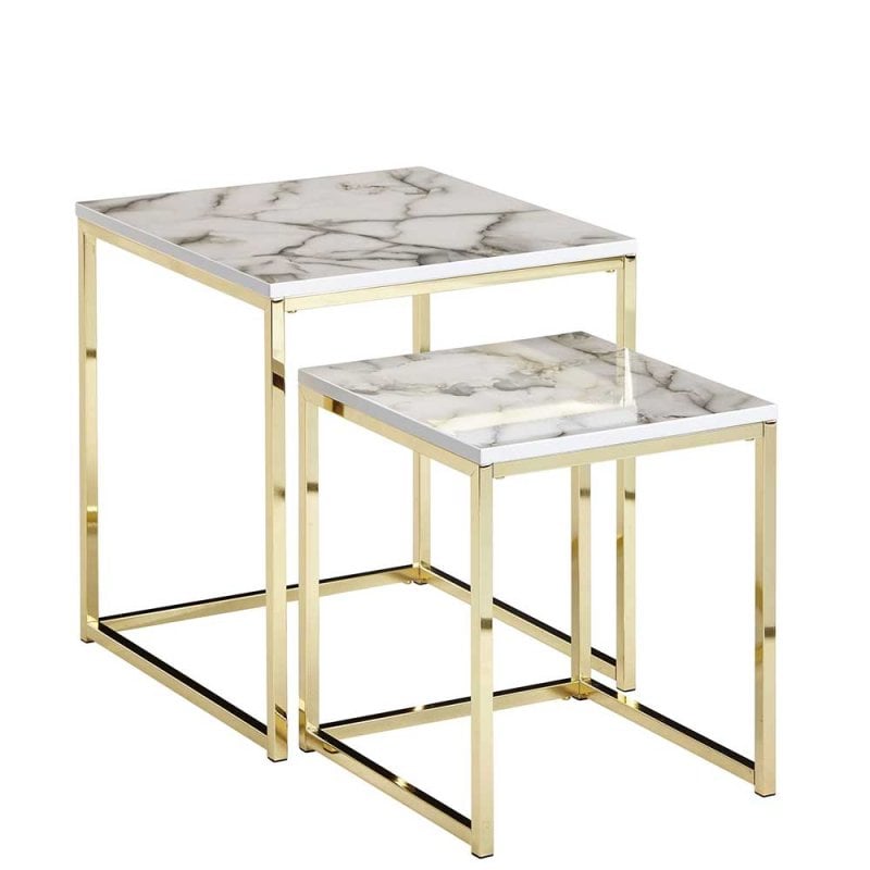 Produktbild von BTM Moderne Nesting Couchtisch, Couchtisch Satz Marmor Furnier Sofa