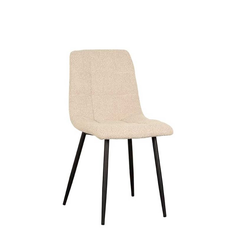 Skandi Style Stuhl In Beige Und Schwarz Aus Boucle Und Metall Susan