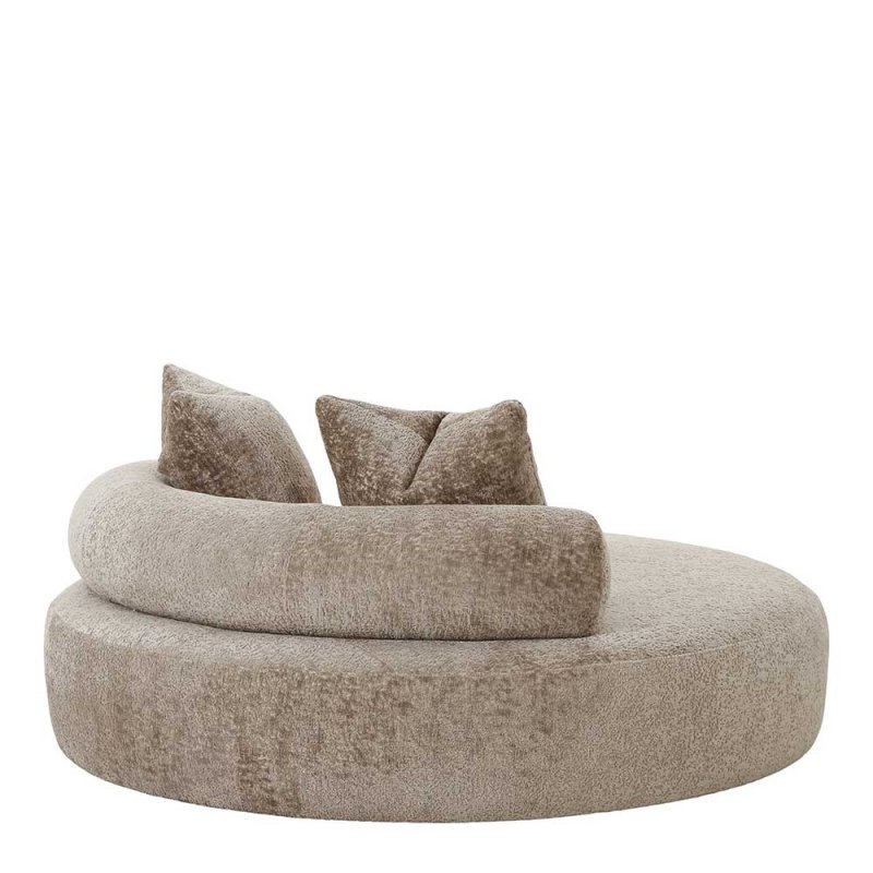 Rundes Sofa in Beigegrau Chenille mit zwei Sitzplätzen - 160 cm ...