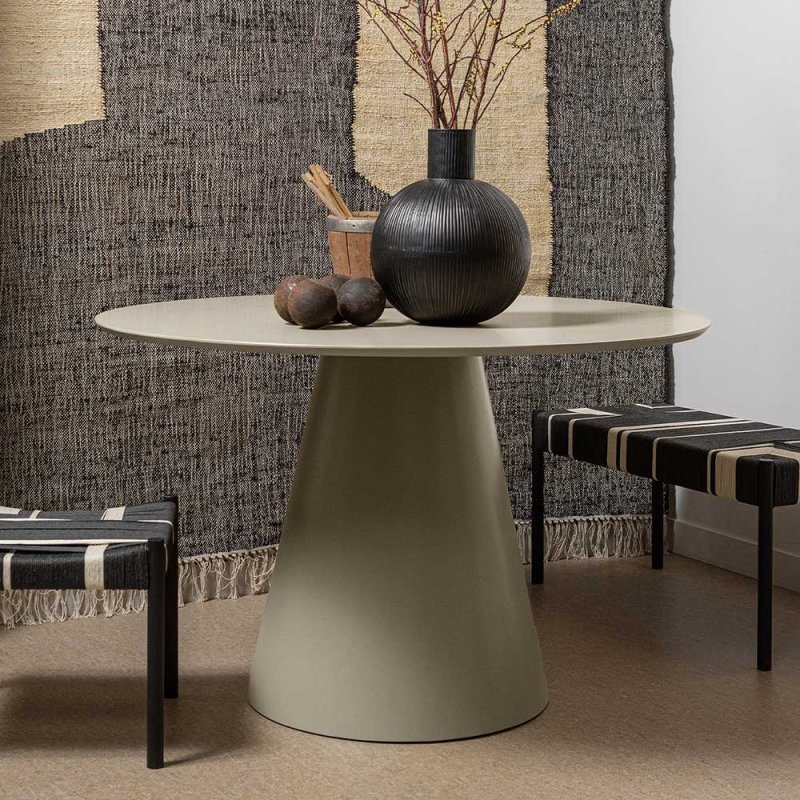 Scandi Chic Esszimmertisch in Beige mit Zylinder Design - Laberry