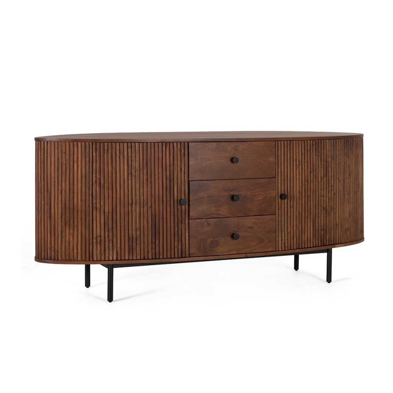Retro Sideboard in Walnussfarben - ovales Design - Chalil