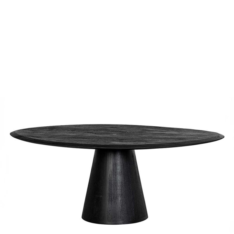 Massivholz Couchtisch mit Schweizer Kante und Säulengestell - Schwarz ...