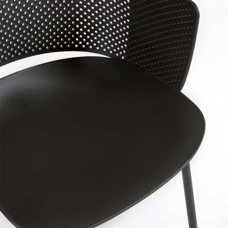 Schwarze Gartenstühle modern aus Polypropylen & Stahl - Donzai (4er Set)