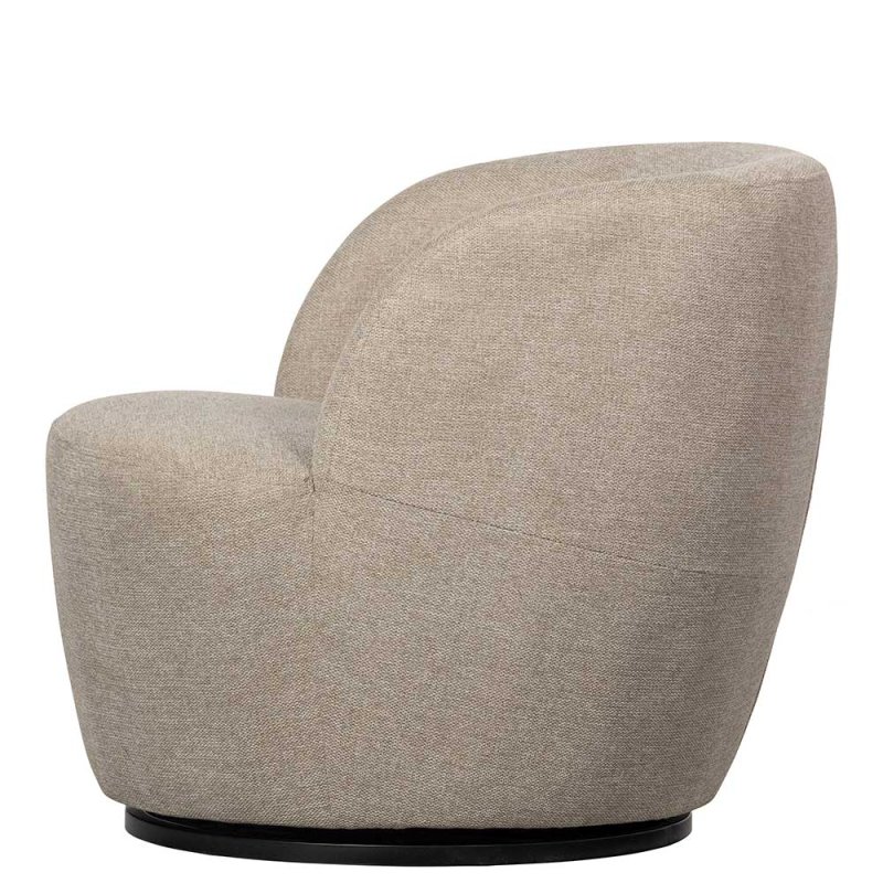 Drehbarer Polstersessel in Beige meliert - gerundetes Design - Cagara