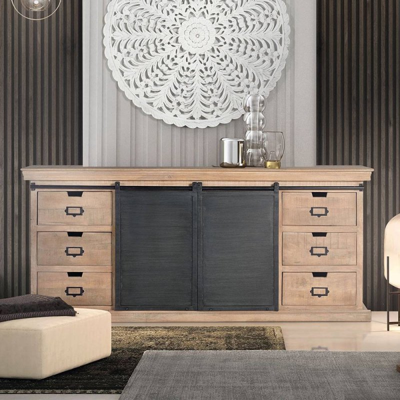Photo inspiration: Gallery Detail: Industrial Chic Sideboard Mit Schiebetüren Und Sechs Schubladen