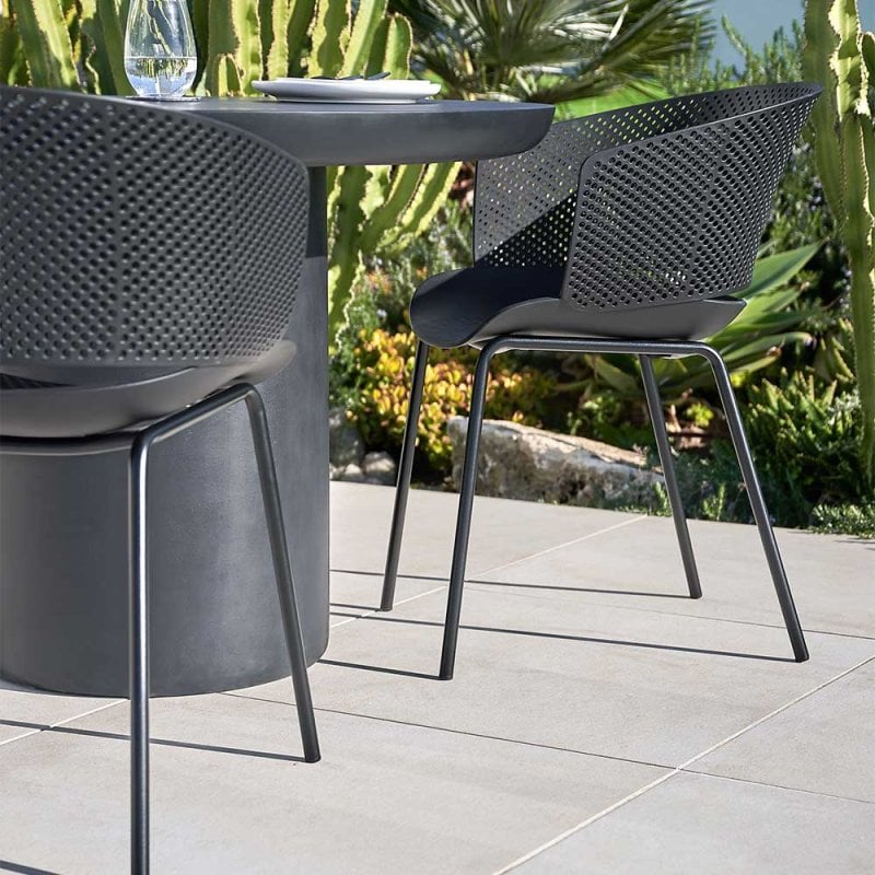 Schwarze Gartenstühle modern aus Polypropylen & Stahl - Donzai (4er Set)